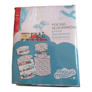 Baby-Bettwäsche „Happy Toy Train“ 100x135 + 40x60 | 100 % Baumwolle | Reißverschluss | Wendbar