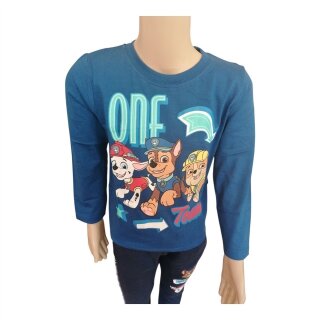 Jungen Langarm-Shirt PAW Patrol „One Team“, 100 % Baumwolle, blau,122