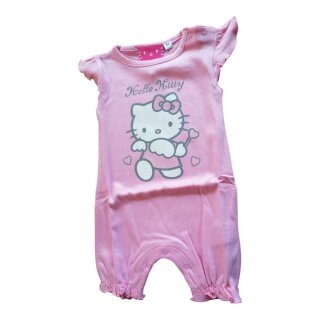 Hello Kitty Babystrampler, kurzarm, pink, 100 % Baumwolle, Rüschenärmel, Gr. 86