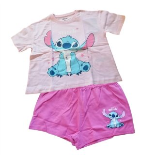 Mädchen Kurz-Pyjama mit T-Shirt & Shorts, Stitch „I’m sweet“, Rosa/Pink,92