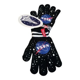 NASA Kinder Strick-Handschuhe | Schwarz | OneSize ca. 3–8 Jahre