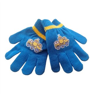Kinder Strick-Handschuhe Minions, blau, OneSize ca. 4–8 Jahre