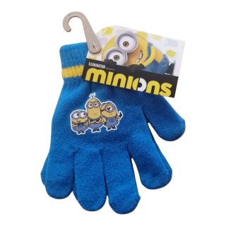 Kinder Strick-Handschuhe Minions, blau, OneSize ca. 4–8 Jahre