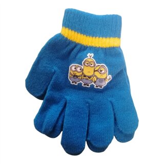 Kinder Strick-Handschuhe Minions, blau, OneSize ca. 4–8 Jahre