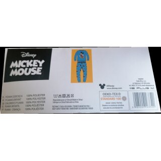 Mickey Mouse Pyjama  lang, Velours, blau, 134