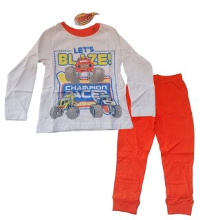 Langer Pyjama "Champion Racer" | BLAZE | Grau-Blau oder Weiß-Orange | weiß-orange,128