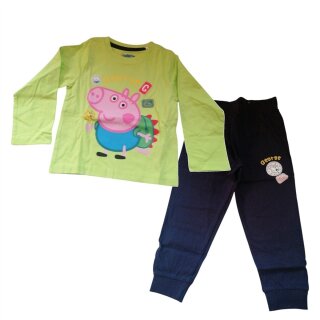 Langer Pyjama für Jungen | Peppa Pig | "George" |  Grün-Dunkelblau,110