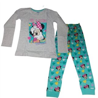 Langer Minnie Mouse-Pyjama für Mädchen | "Take a Picture" | grau-türkis,122