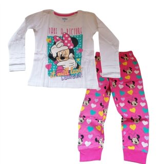 Langer Minnie Mouse-Pyjama für Mädchen | "Take a Picture" | weiß-pink,104